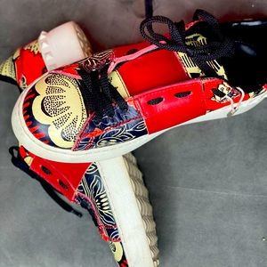 Valentino Floral Print Leather Sneakers Size 6